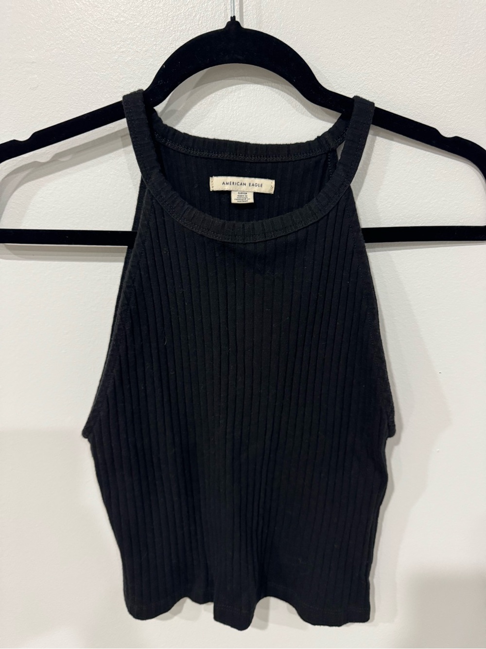 American Eagle Outfitters Black Ribbed High Neck Tank